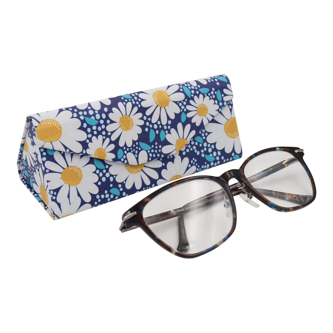 Daisy Glasses Case - Vegan Leather Folding Hard Shell Case