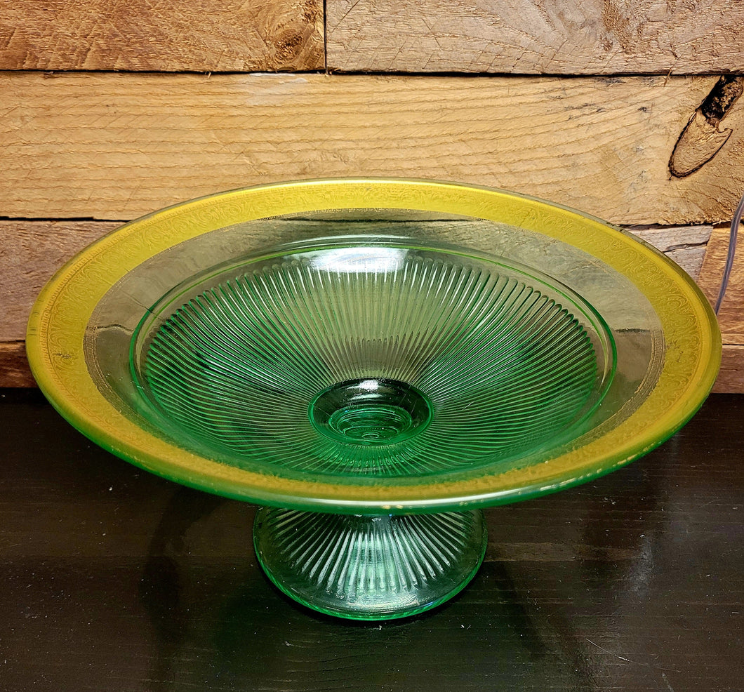 Vintage Green  Glass Compote