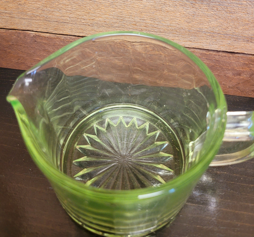 Vintage  Green Uranium Glass Creamer