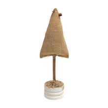 Load image into Gallery viewer, Burlap Christmas Tree Decoration with Wooden Base, 12"
