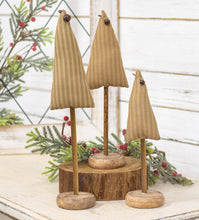 Load image into Gallery viewer, Green Ticking Stripe Christmas Tree on Base, 13&quot;
