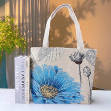 Load image into Gallery viewer, Cosbai - Blue Floral Embroidered Canvas Bag
