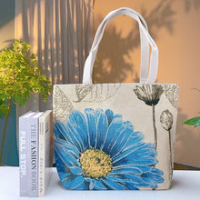 Load image into Gallery viewer, Cosbai - Blue Floral Embroidered Canvas Bag
