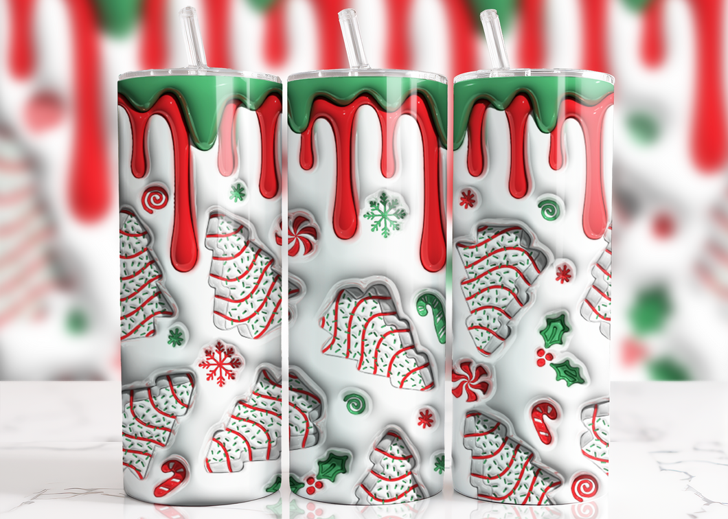 Christmas tree snack cake tumbler