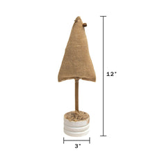 Load image into Gallery viewer, Burlap Christmas Tree Decoration with Wooden Base, 12"
