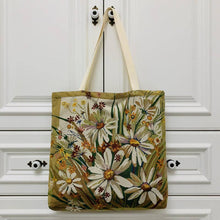 Load image into Gallery viewer, Floral Large Capacity Tote Bag with Zipper Closure

