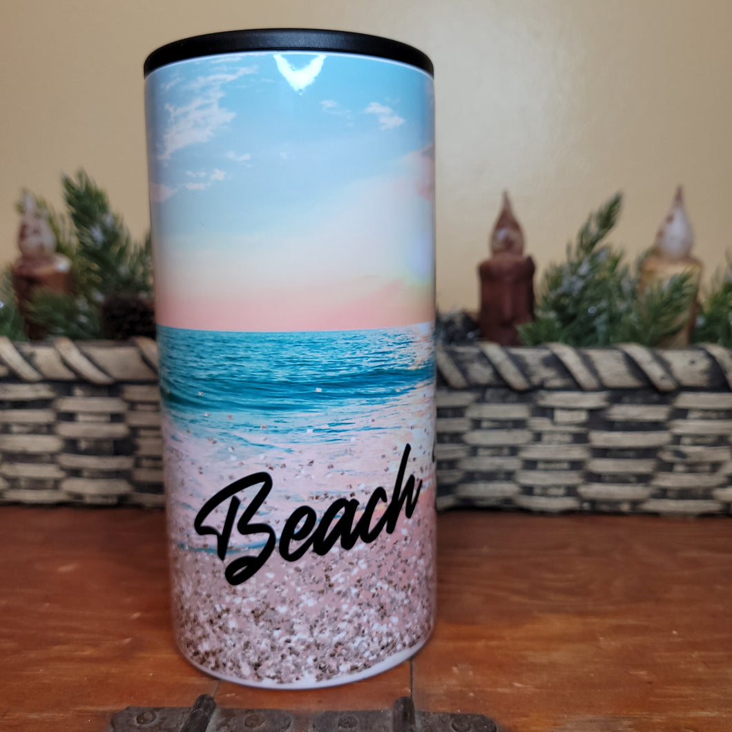 Beach drinker slim can koozie